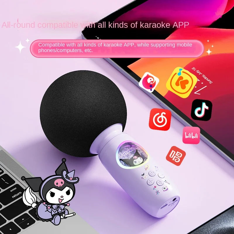 Sanrio Bluetooth Karaoke Machine Portable Speaker System Wireless Bluetooth Microphone With Light Machine Home Family Singing - My Store