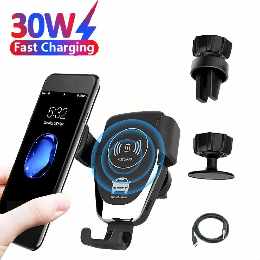 30W Wireless Fast Charger Car Mount Air Vent Mobile Phone Holder Charging Stand For IPhone 14 13 12 11 Pro Max Xiaomi Samsung - My Store