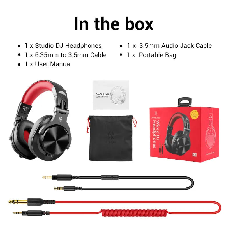 Oneodio A71 Wired Over Ear Headphone With Mic Studio DJ Headphones Professional Monitor Recording & Mixing Headset For Gaming - My Store