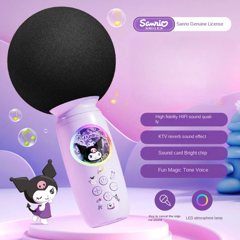 Sanrio Bluetooth Karaoke Machine Portable Speaker System Wireless Bluetooth Microphone With Light Machine Home Family Singing - My Store