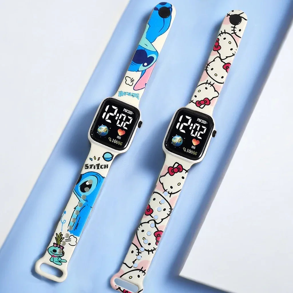 New Disney Printed Pattern Children's Anime Electronic Watch Girls Smart Watch Hello Kitty Shirubi Girls Cute Watch - My Store