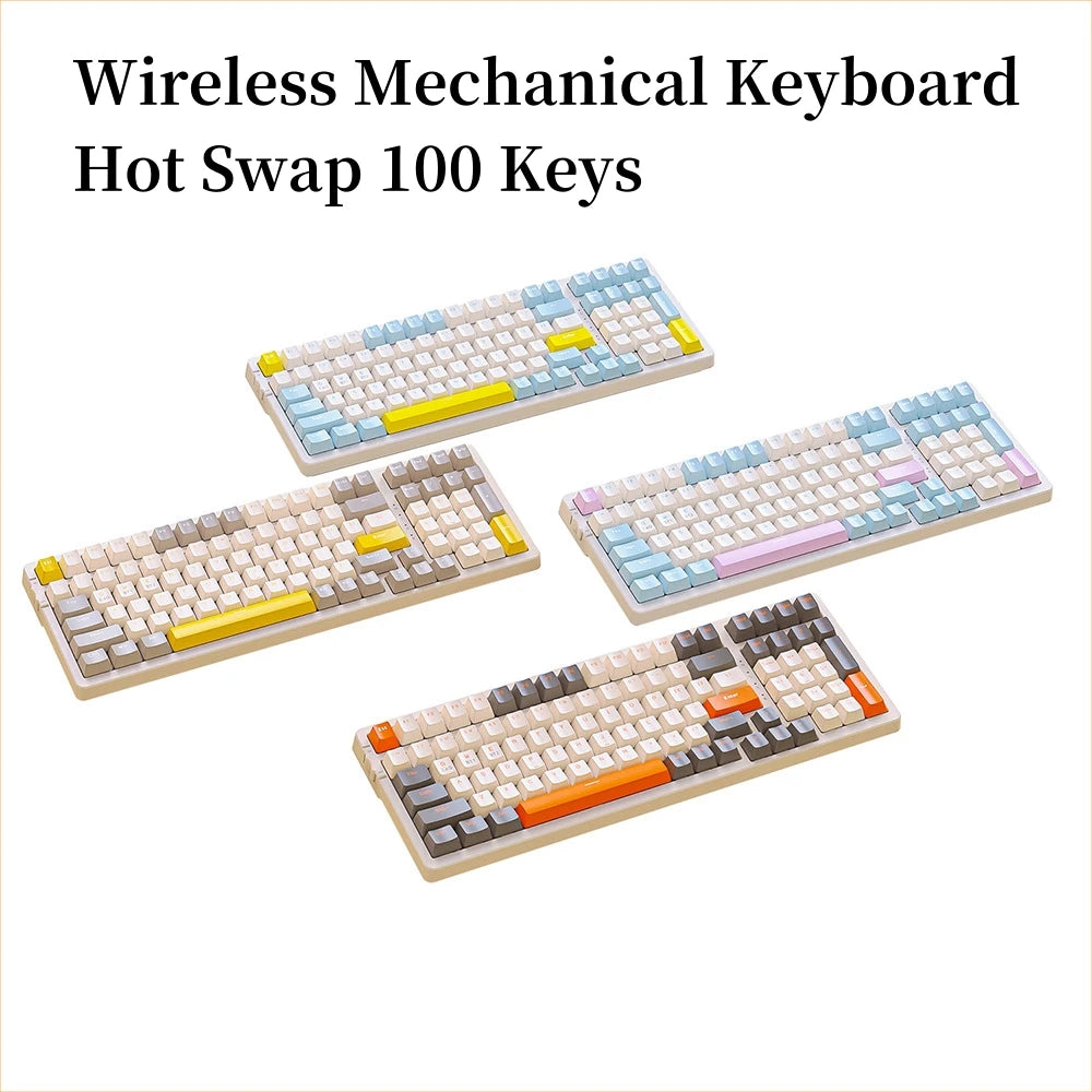 Wireless Mechanical Keyboard Hot Swap 100 Keys 100% Layout Spanish Russian Korean Arabic Mechanical keyboard BT Connect K96 - My Store