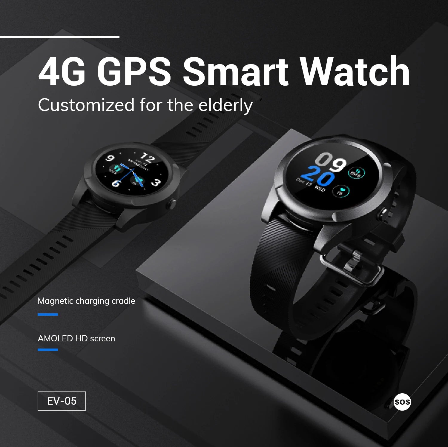 Family Connect Senior Watch, 4G LTE Fall Detection Elderly Smart Watch with SOS and GPS Locator - My Store