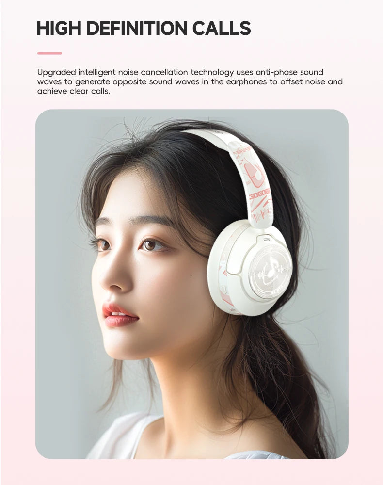 2024 Hand Painted ANC Wireless Headphones Over Ear Active Noise Cancelling Bluetooth 5.4 Headset Deep Bass with Microphones - My Store