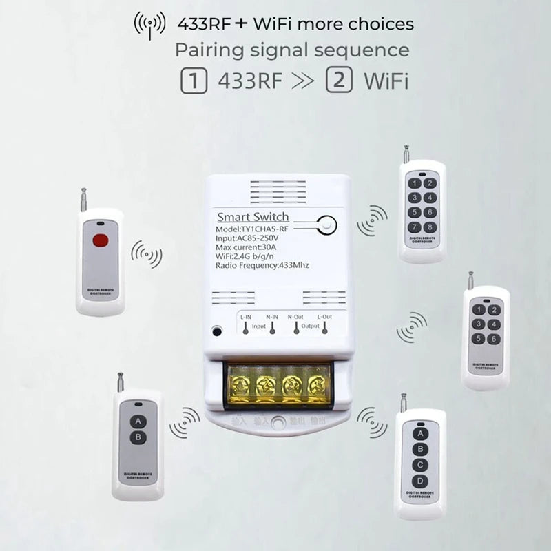 4000W 30A Wifi Switch Relay Tuya Smartlife APP 433Mhz RF Receiver Module AC 85-250V 220V Home Automation Circuit Breaker - My Store