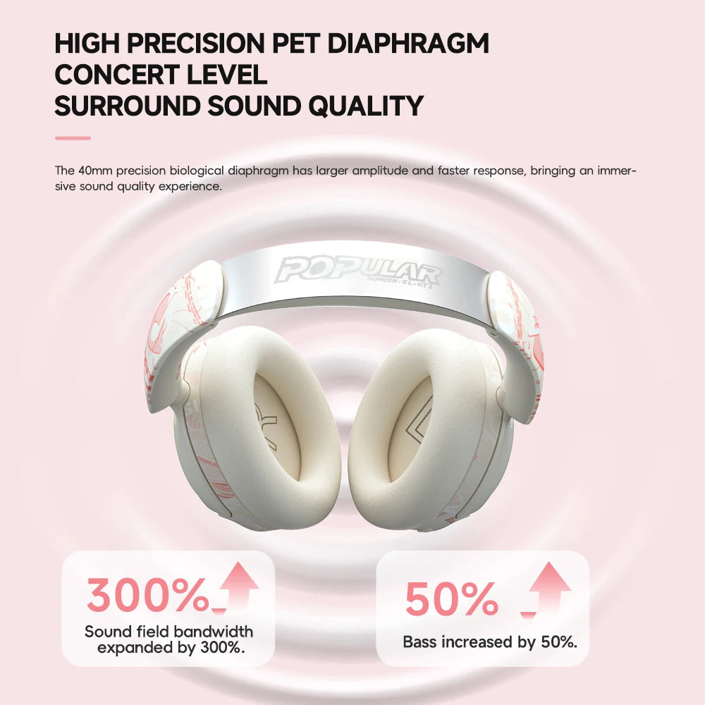 2024 Hand Painted ANC Wireless Headphones Over Ear Active Noise Cancelling Bluetooth 5.4 Headset Deep Bass with Microphones - My Store