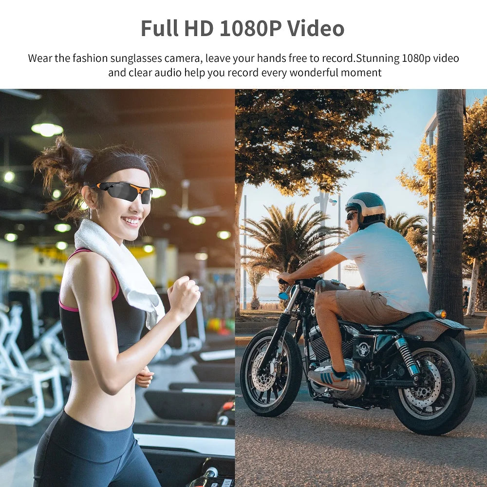 HD 1080P Smart Video Camera Outdoor Cycling Glasses Polarized Lens Smart Camcorder Security Protection Record Wearable Camera - My Store