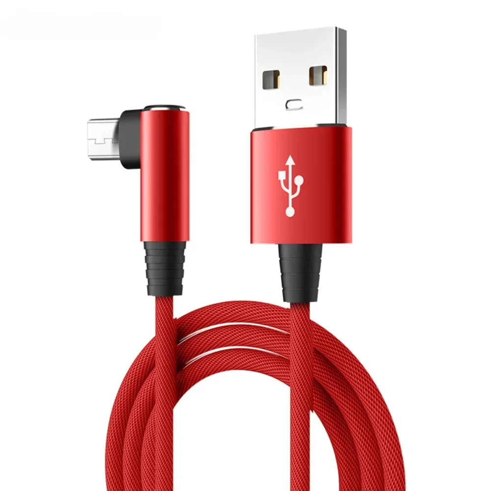 USB Micro Cable 3A 90 Degree Elbow Data Cable Charger Cord for Samsung Xiaomi Mobile Phone Accessories Fast Charging Usb Cable - My Store