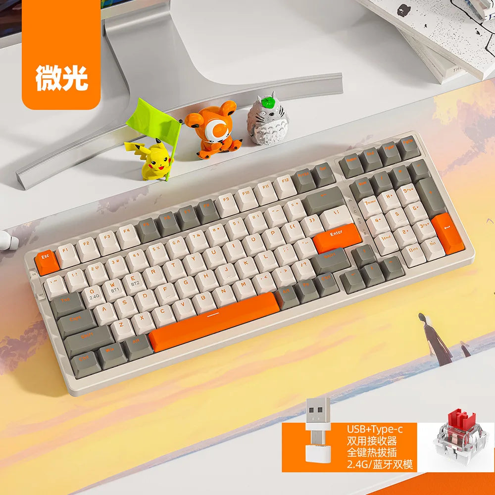 Wireless Mechanical Keyboard Hot Swap 100 Keys 100% Layout Spanish Russian Korean Arabic Mechanical keyboard BT Connect K96 - My Store