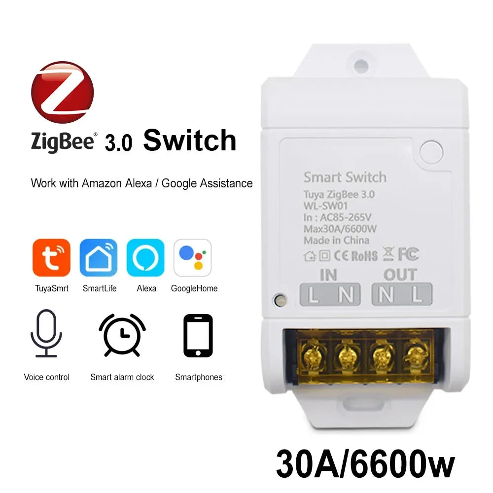 2 Types 30A 20A Tuya Smart Home Automation Switch WIFI / ZIGBEE 6600W / 4000W Relay Module Light Switch Timer Inching for Alexa - My Store