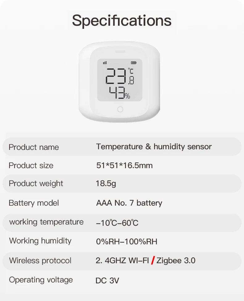 Tuya ZigBee 3.0 Temperature Humidity Sensor Smart Home Automation WiFi Indoor Thermometer LCD Display Works with Alexa Google - My Store