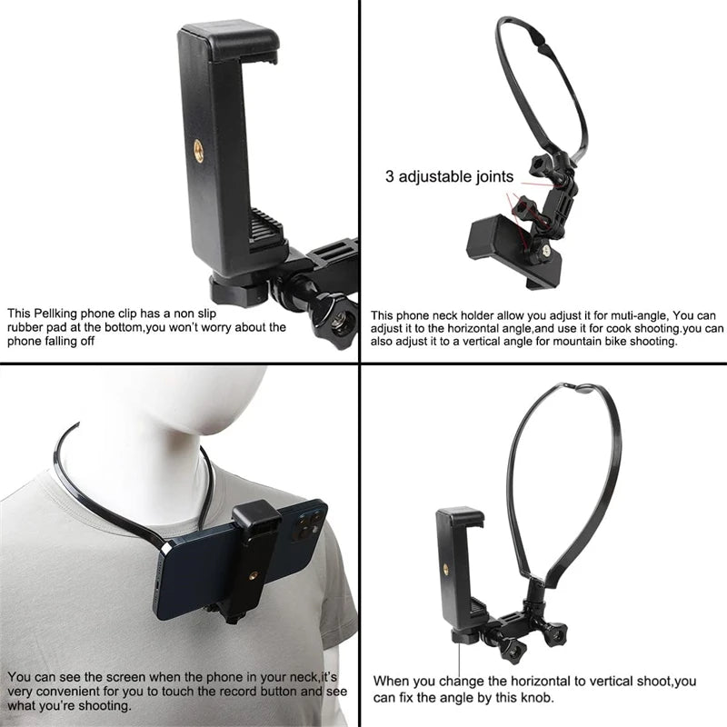 Hands Free Wearable Neck Holder Lazy Phone Stand Universal Hanging Mount for IPhone 15ProMax Samsung GoPro Dock Station Bracket - My Store