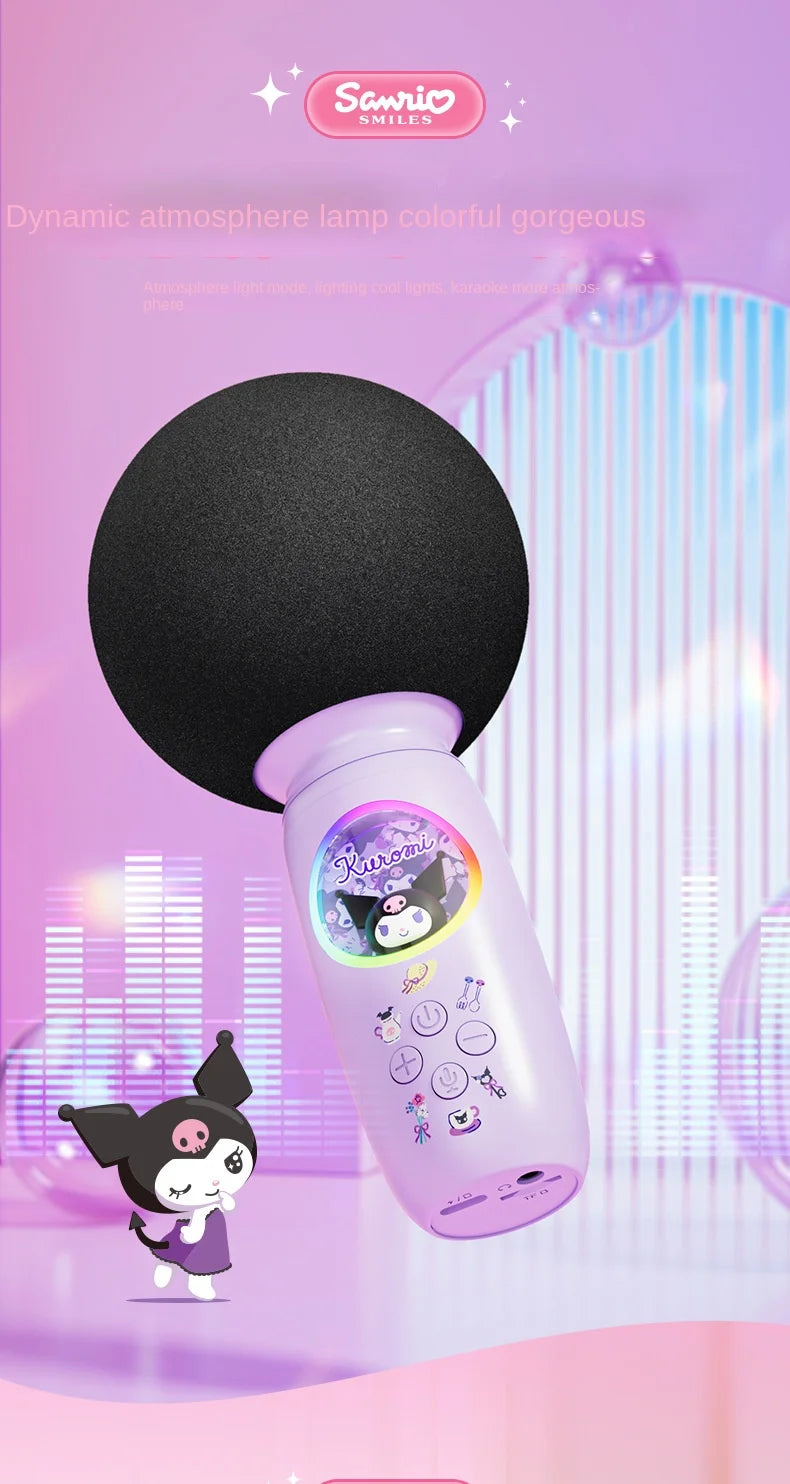 Sanrio Bluetooth Karaoke Machine Portable Speaker System Wireless Bluetooth Microphone With Light Machine Home Family Singing - My Store