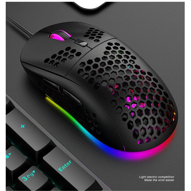 M8 Ultralight Wired Gaming Mouse Lightweight Honeycomb Shell 6 RGB Breathing Backlit Mice 6400 DPI USB for Win Xbox PS4 Mac HP - My Store