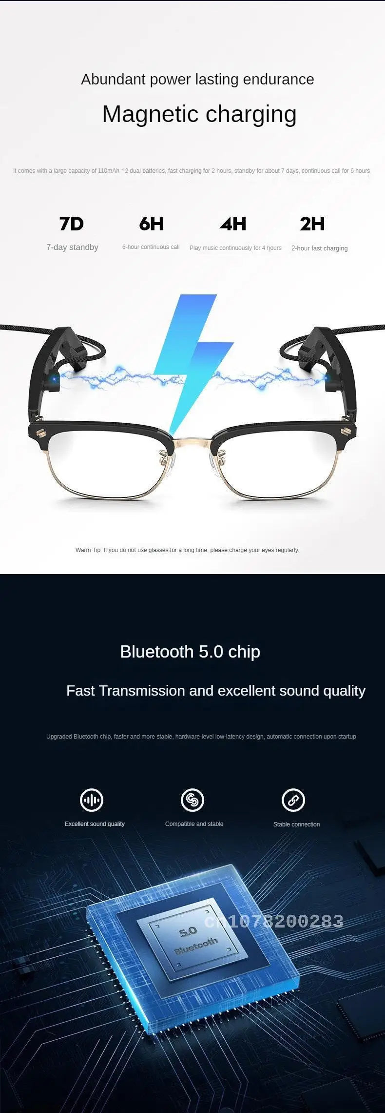 New Fashion Smart Glasses Fast Connection Wireless Bluetooth Music Glasses Anti-Blue Light Talking Smart Glasses - My Store