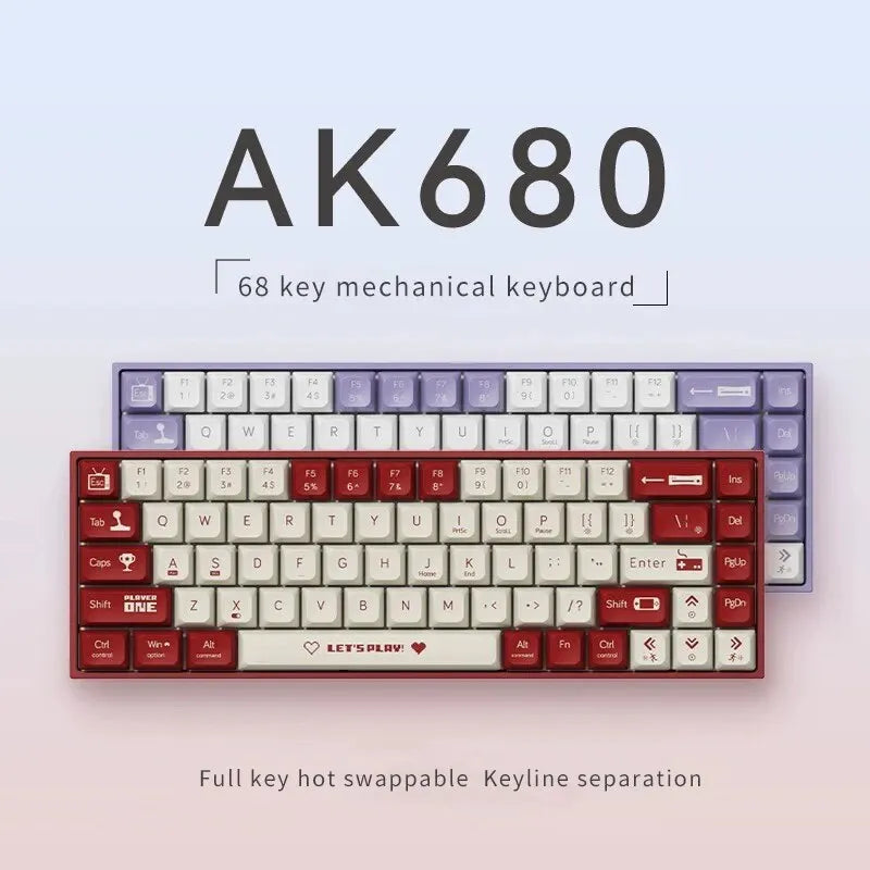 AJAZZ AK680 Mechanical Keyboard Gaming Wired Compact Laptop Tea Or Red Shaft 68 Keys - My Store