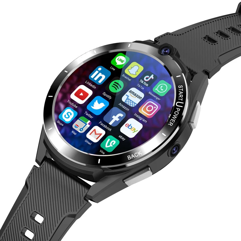 1800mAh 8 million pixels dual camera 1.6 inch 400*400 HD round screen SIM 4G full Netcom call 6+128GB Android phone smart watch - My Store