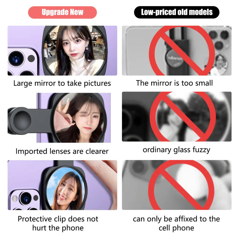 Smartphone Camera Mirror Reflection Clip Kit Selfie Artifact Reflection Outdoor Lens Mirror With Storage Bag Dustproof Cloth - My Store