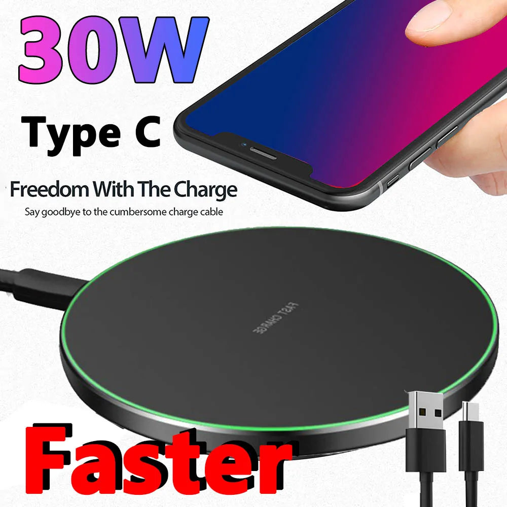 30W Fast Charging Wireless Charger Phone Type C Protable Power Bank Induction Dock Station Travel For XIAOMI SAMSUNG For QI - My Store