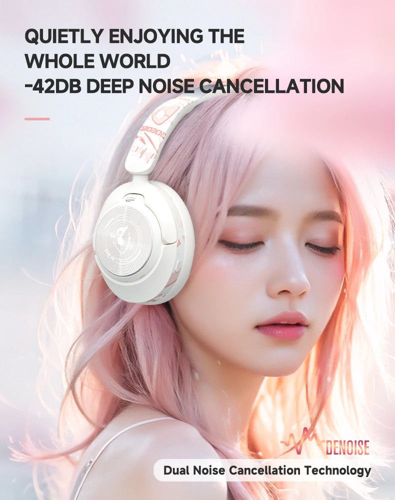 2024 Hand Painted ANC Wireless Headphones Over Ear Active Noise Cancelling Bluetooth 5.4 Headset Deep Bass with Microphones - My Store