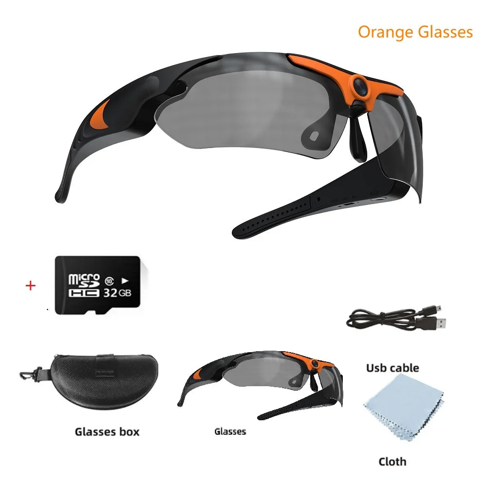 HD 1080P Smart Video Camera Outdoor Cycling Glasses Polarized Lens Smart Camcorder Security Protection Record Wearable Camera - My Store