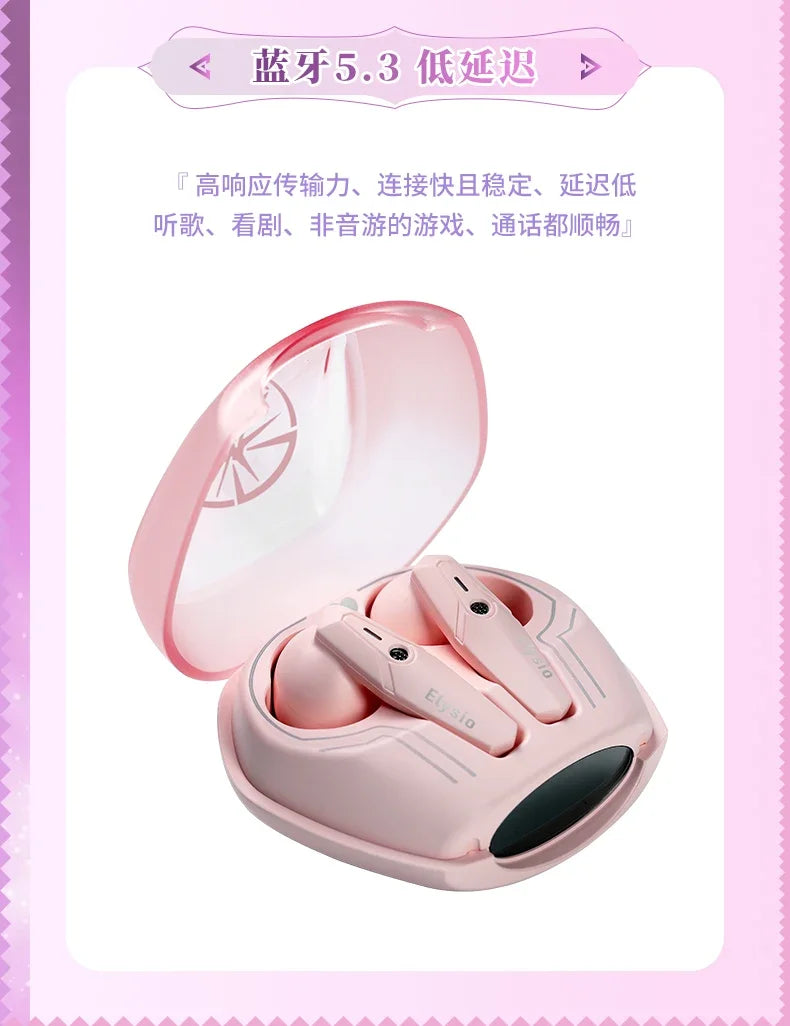 Anime Game Elysia Cosplay Wireless Earbuds Honkai Impact 3 Cos Noise Reduction Bluetooth Earphones 5.3 HD For Android Gifts - My Store