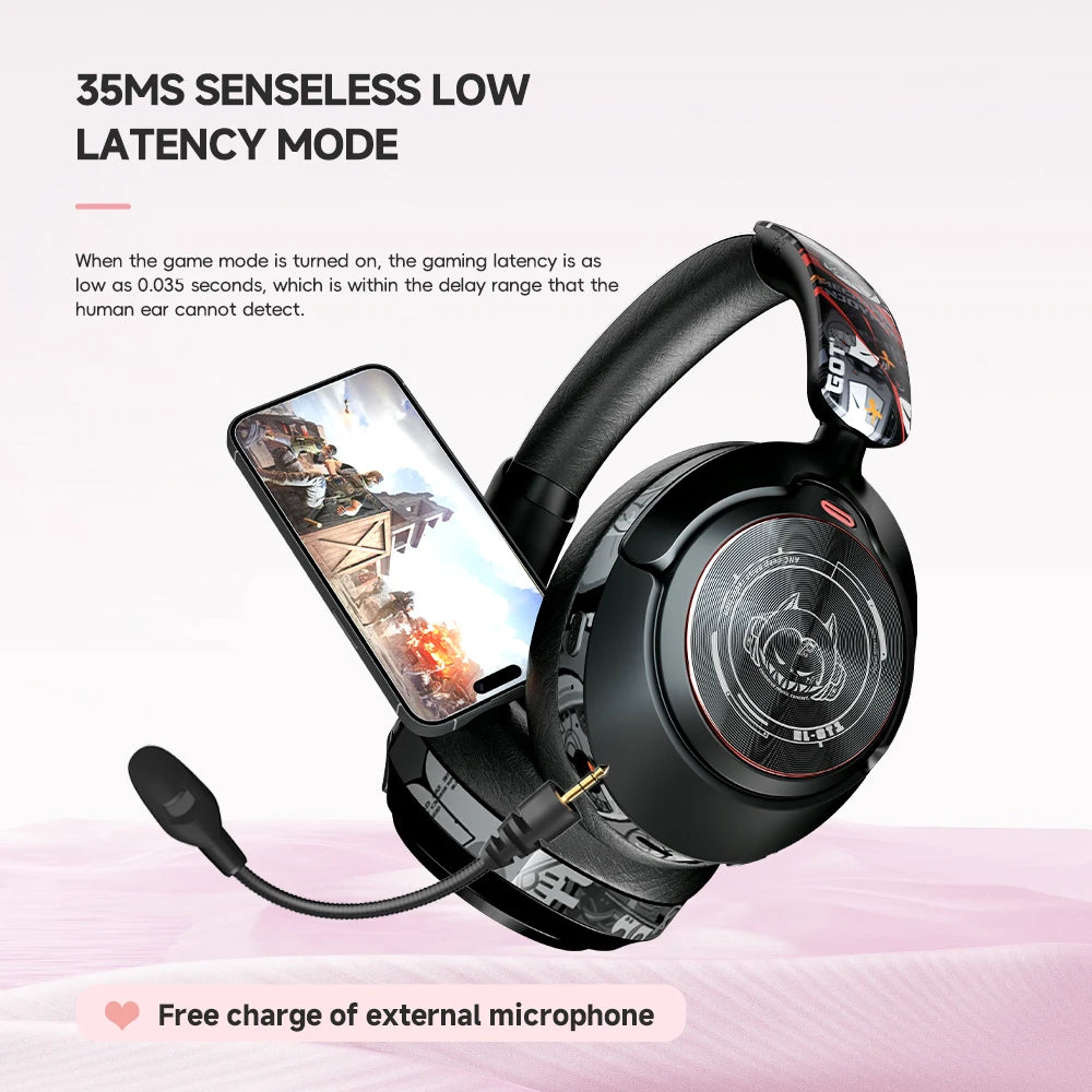 2024 Hand Painted ANC Wireless Headphones Over Ear Active Noise Cancelling Bluetooth 5.4 Headset Deep Bass with Microphones - My Store