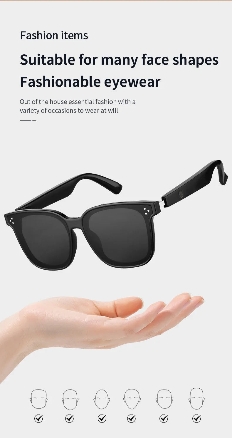 Bluetooth Smart Audio Glasses For Listen To Music And Call Fishing Driving UV 400 Protection Sunglasses Fast Charging Headphone - My Store