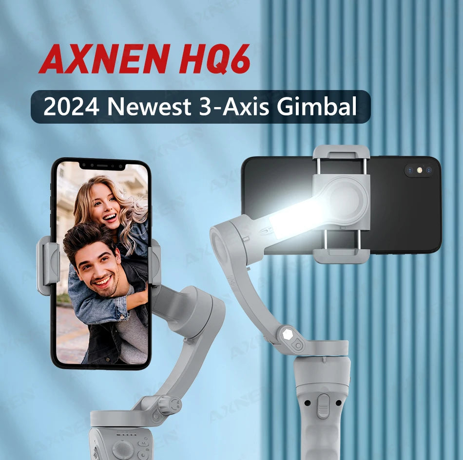 HQ6 3-Axis Gimbal Handheld Stabilizer for Cellphone, with Fill Light, Face Tracking, for Android iPhone Anti Shake Video Record - My Store