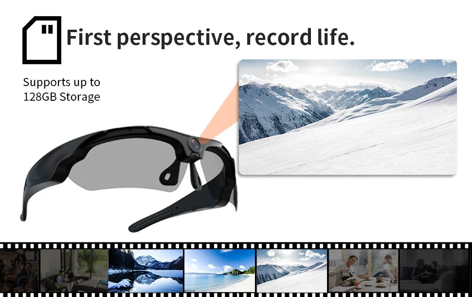 HD 1080P Smart Video Camera Outdoor Cycling Glasses Polarized Lens Smart Camcorder Security Protection Record Wearable Camera - My Store