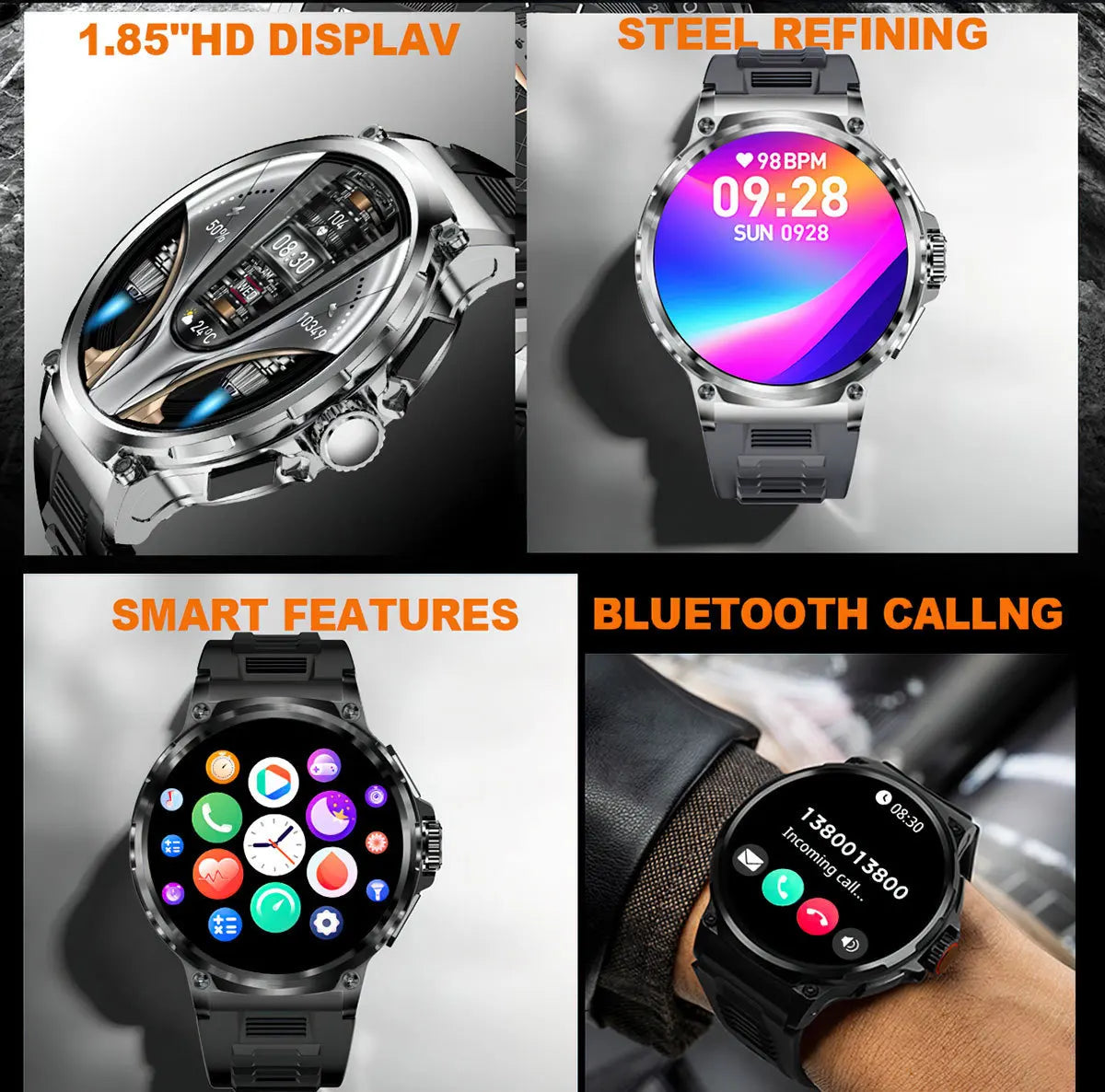 2025 SmartWatch 1.85-Inch Bluetooth Call IPS Large Screen, Heart Rate, Blood Oxygen, Multi Sports, Waterproof Smart Watch - My Store