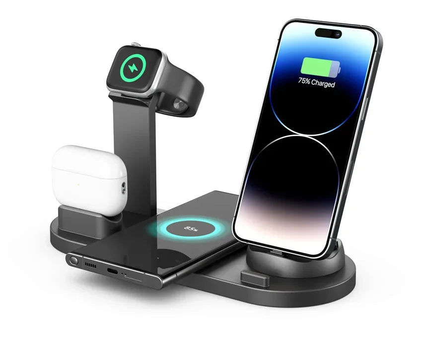 5 In 1 Wireless Charger Stand Pad For iPhone 15 14 13 12 11 X Apple Watch Airpods Desk Phone Chargers Fast Charging Dock Station - My Store