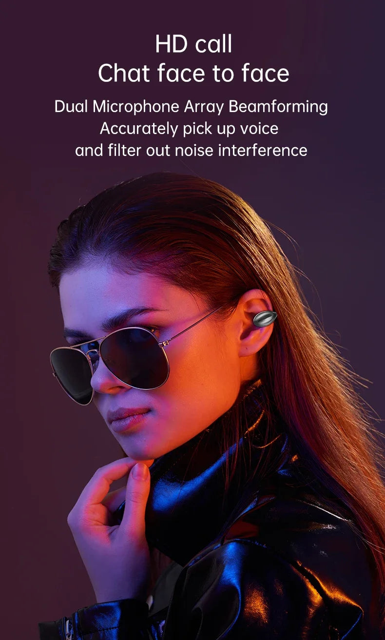 M7 Clip On Earbuds Wireless Bluetooth V5.3 Open Ear Headphones IPX7 Waterproof Earphones Sports Running Work Earbud Hooks - My Store