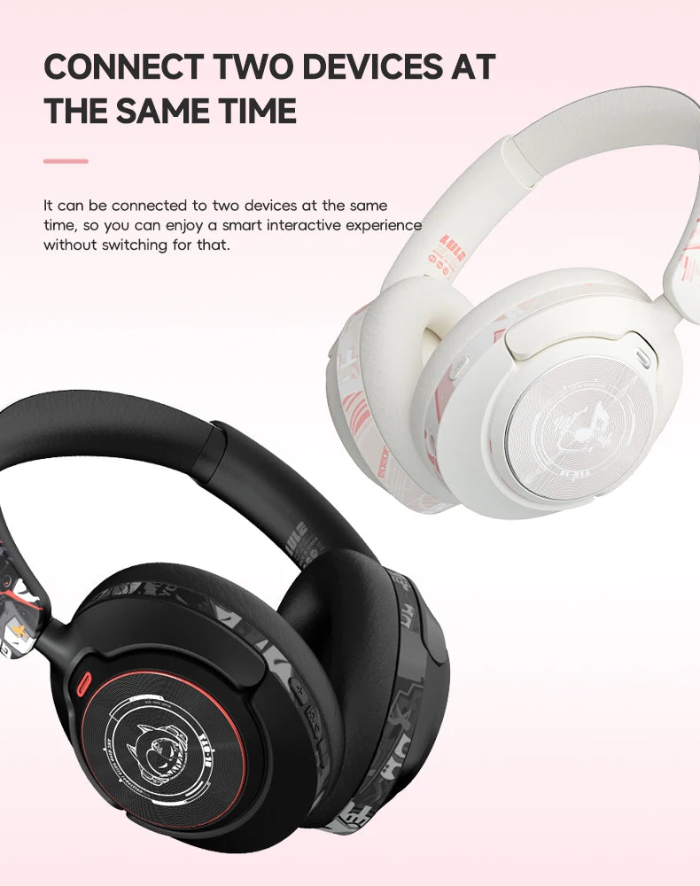 2024 Hand Painted ANC Wireless Headphones Over Ear Active Noise Cancelling Bluetooth 5.4 Headset Deep Bass with Microphones - My Store