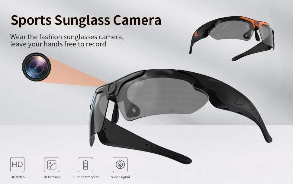 HD 1080P Smart Video Camera Outdoor Cycling Glasses Polarized Lens Smart Camcorder Security Protection Record Wearable Camera - My Store