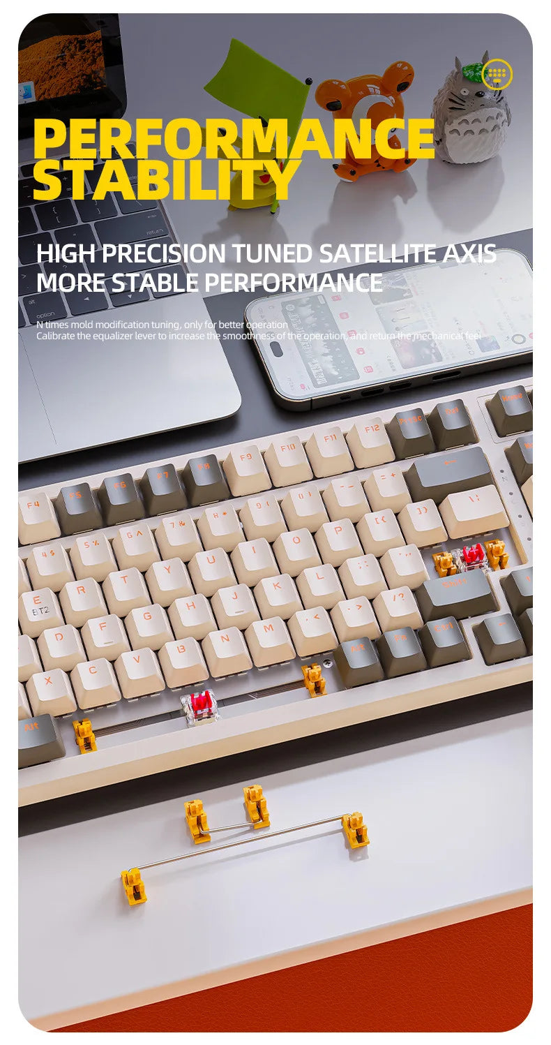 Wireless Mechanical Keyboard Hot Swap 100 Keys 100% Layout Spanish Russian Korean Arabic Mechanical keyboard BT Connect K96 - My Store