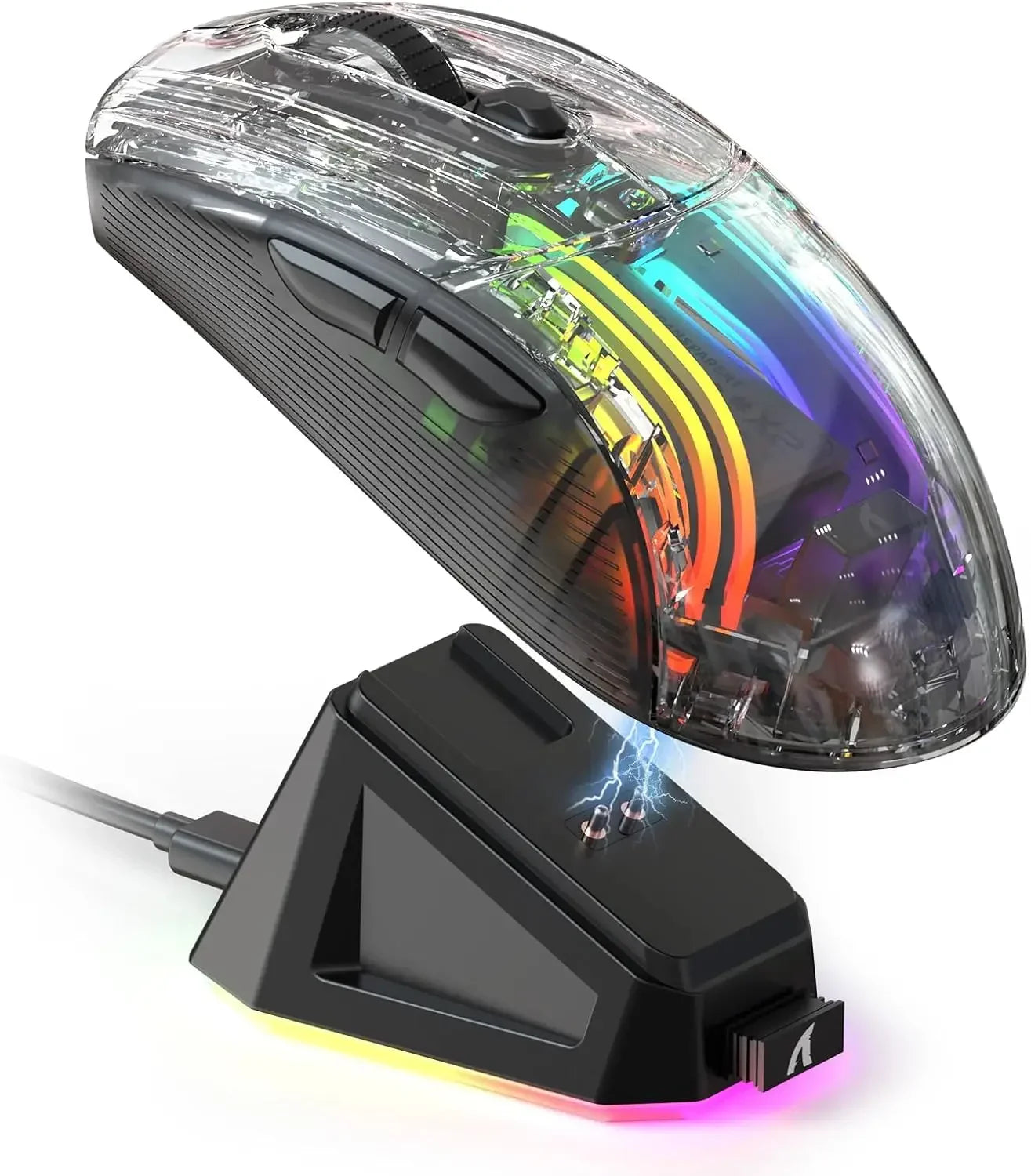 ATTACK SHARK X2 Pro Triple Mode Wireless Transparent Shell Gaming Mouse RGB Rechargeable 4000 DPI Rechargeable Dock Mouse - My Store