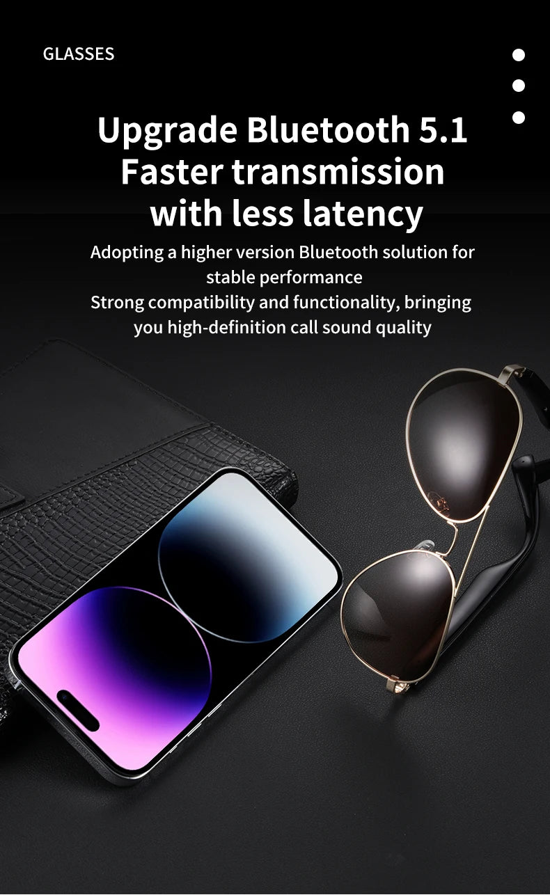 Bluetooth Sunglasses Smart Audio Glasses Nylon Lenses Dual Speakers Support Bluetooth Calls Music Eyeglasses For Men Women - My Store