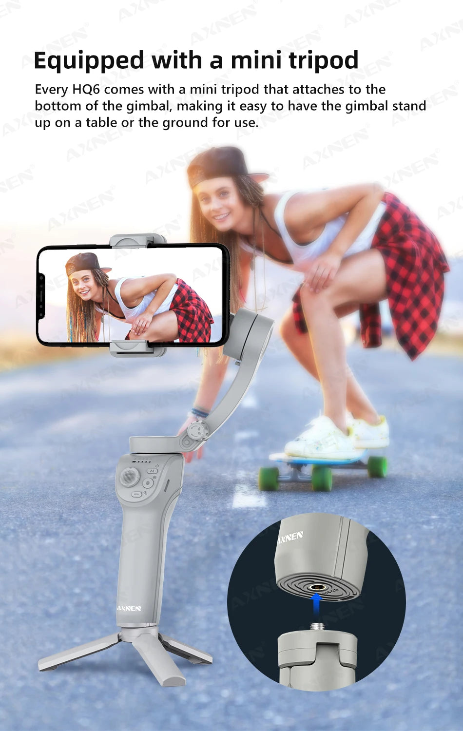 HQ6 3-Axis Gimbal Handheld Stabilizer for Cellphone, with Fill Light, Face Tracking, for Android iPhone Anti Shake Video Record - My Store