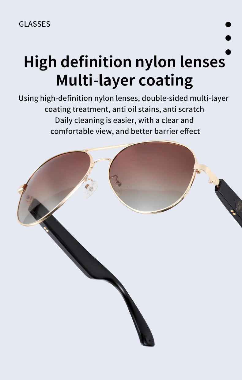 Bluetooth Sunglasses Smart Audio Glasses Nylon Lenses Dual Speakers Support Bluetooth Calls Music Eyeglasses For Men Women - My Store