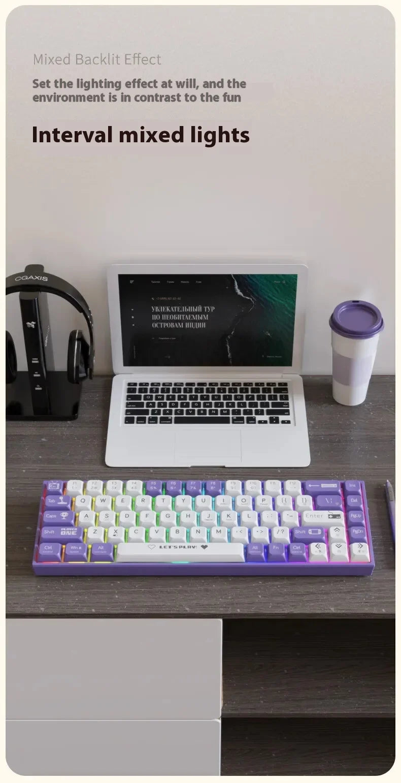 Ajazz Ak680 Mechanical Keyboard Bluetooth Wireless Dual Mode Portable Keyboard Laptop Desktop Pc 69 Keys Triple Mode Full Key Ho - My Store