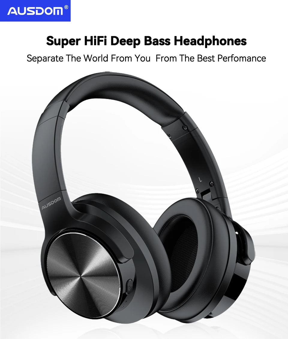 AUSDOM E9 Wireless APTX-HD Headphones Active Noise Cancelling Super HiFi Deep Bass Bluetooth 5.0 Headset With 60 Hours Playing - My Store