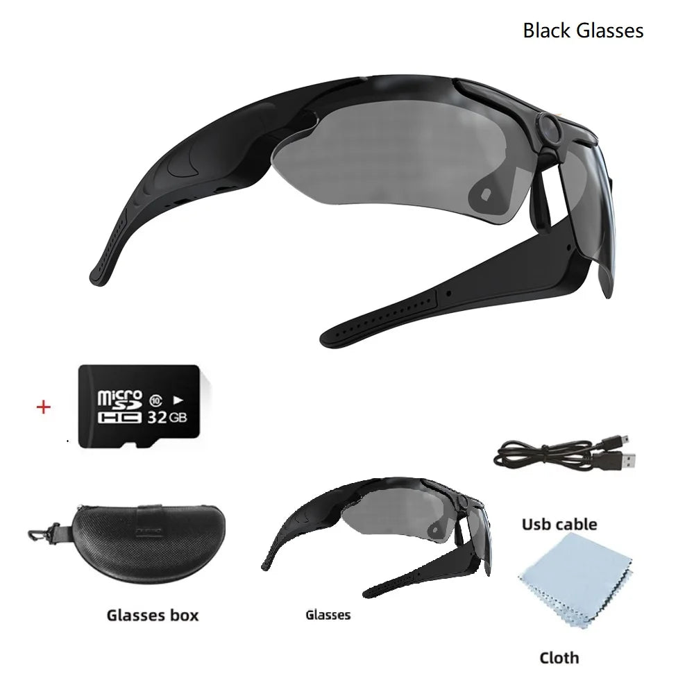 HD 1080P Smart Video Camera Outdoor Cycling Glasses Polarized Lens Smart Camcorder Security Protection Record Wearable Camera - My Store